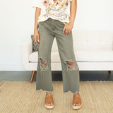 Channing Cropped Flare Jeans - Olive- Vervet