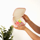 Checkered Cosmetic Travel Case - Pink