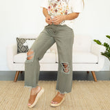 Channing Cropped Flare Jeans - Olive- Vervet