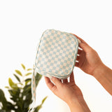 Checkered Cosmetic Travel Case - Blue