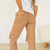 August High Rise Straight Leg Jeans - Camel