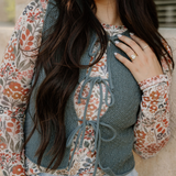 August Tie Up Vest - Ash Jade