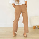 August High Rise Straight Leg Jeans - Camel