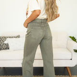 Channing Cropped Flare Jeans - Olive- Vervet