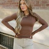 Rylie Basic Long Sleeve Tee - Brown