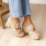 Edwina Wedges - Light Natural Raffia