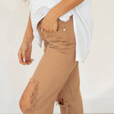 August High Rise Straight Leg Jeans - Camel