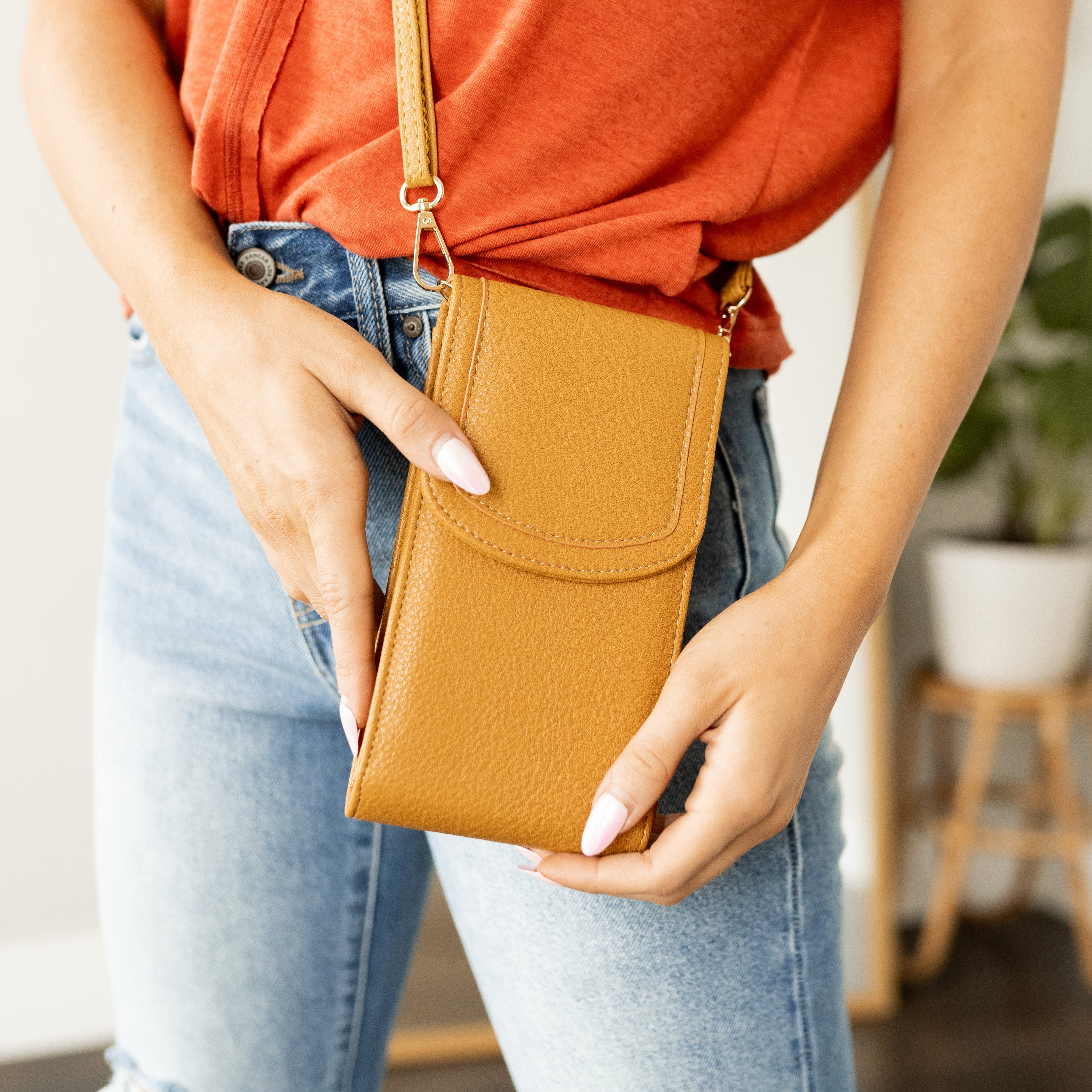 Calin Cell Phone Purse - Mustard | Indie & Co | Conservative Women's Boutique Fashion Calin Cell Phone Purse - Mustard | Indie & Co | Conservative Women's Boutique Fashion