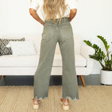 Channing Cropped Flare Jeans - Olive- Vervet