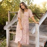 Delilah Dress - Tan Floral
