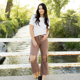 Channing Cropped Flare Jeans - Light Mahogany - Vervet