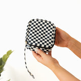 Checkered Cosmetic Travel Case - Black