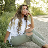 August High Rise Straight Leg Jeans - Sage