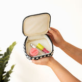 Checkered Cosmetic Travel Case - Black