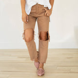 August High Rise Straight Leg Jeans - Camel