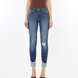 Liv High Rise Cuffed Ankle Skinny - KanCan