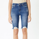 Evie Mid Rise Bermuda Dark Wash - KanCan