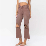 Channing Cropped Flare Jeans - Light Mahogany - Vervet