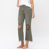 Channing Cropped Flare Jeans - Olive- Vervet