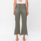 Channing Cropped Flare Jeans - Olive- Vervet