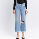 Freya Wide Leg Cropped Denim - Vervet
