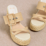 Edwina Wedges - Natural Raffia