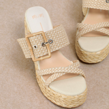 Edwina Wedges - Light Natural Raffia