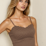 Nora Lace Tank - Brown