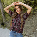 Aspen Blouse - Black/Pink Floral
