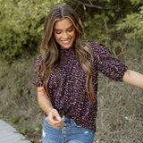 Aspen Blouse - Black/Pink Floral