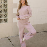 Varsity Pullover Wide Leg Pants 2pcs Outfit | Dropship