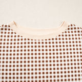Gingham Crew Neck Long Sleeve Top and Skort Set
