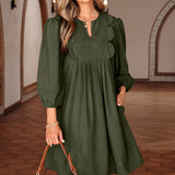 Micah Scallop Detail Pleated Corduroy Mini Dress