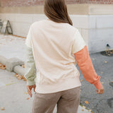 Evelyn Colorblock Patchwork Split Hem Casual Sweatshirt