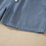 Lottie Stripe Drawstring Elastic Waist Casual Denim Shorts