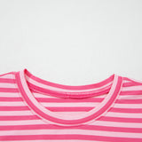 Amayah Stripe Drop Shoulder Round Neck Top and Buttoned Straight Pants Two Piece Set