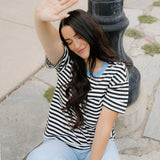 Striped Boyfriend Tee - Black