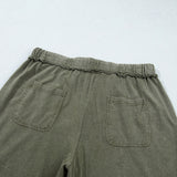 Jungle Green Mineral Wash Seam Detail Flare Leg Drawstring Pants