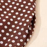 Irene Coffee Polka Dot Print Backless Ruffled Tiered Maxi Dress