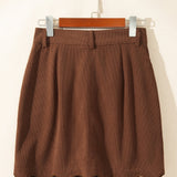 Nyla Button Front Corduroy Skirt