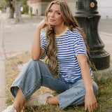 Striped Boyfriend Tee - Blue