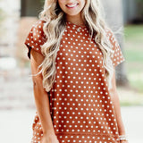 Paityn Polka Dot Print Short Set - Caramel