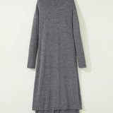 Maggie 3pcs V Neck T Shirt Ribbon Knot Pants Open Duster 3pcs Lounge Set - Gray