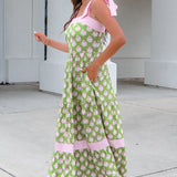 Lily Detail Knot Straps Maxi Dress - Green