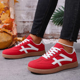 Alayah Faux Suede Contrast Patchwork Detail Lace Up Flat Sneakers