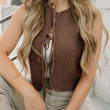 August Tie Up Vest - Brown