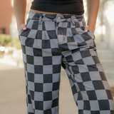 Naomi Checkered Denim Wide Leg Jeans