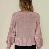 PREORDER Jane Mixed Texture Knit Button V Neck Sweater Cardigan - Pink | Dropship