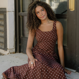 Scottie Polka Dot Print Square Neck Sleeveless Vacation Long Dress
