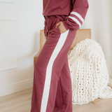 Jordyn Varsity Pullover Drawstring Wide Leg Pant Set